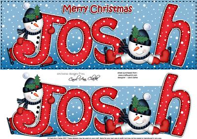 Merry Christmas Josh Snowmen Large Dl & 3D Decoupage