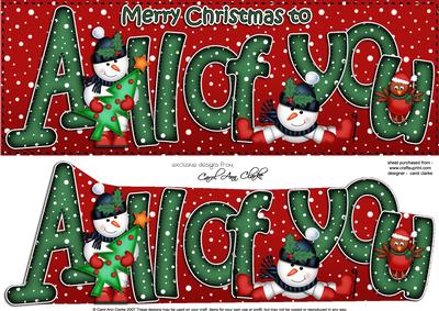 Merry Christmas All of You Snowmen Large Dl & 3D Decoupage
