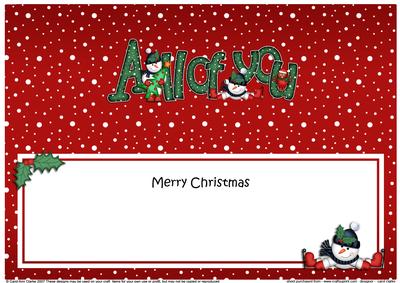 Merry Christmas All of You Snowmen Matching Large Dl Insert