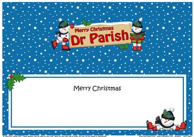 Xmas Dr Parish Snowmen Signpost Large Dl Matching Insert