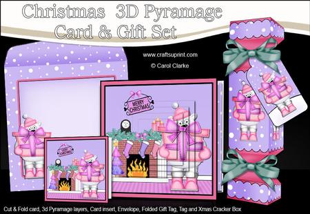 3D Polar Bear Fireplace Xmas Pyramage Gift Set & Cracker