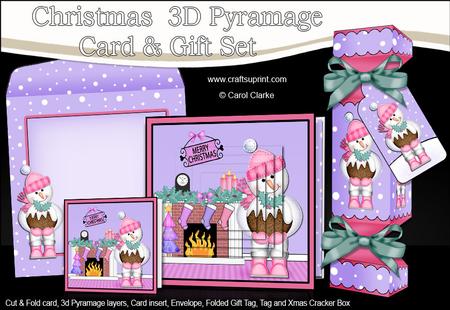 3D Snowman Fireplace Xmas Pyramage Gift Set & Cracker