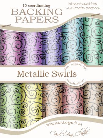 Shabby Summertime 'silver Metallic Swirls' Backing Papers Kit