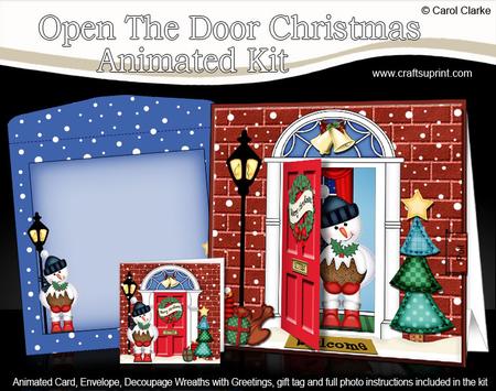 3D Xmas Snowman's Pudding Animated Moveable Open Door Card K