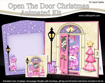 3D Xmas Penguins Present Animated Moveable Open Door Card K
