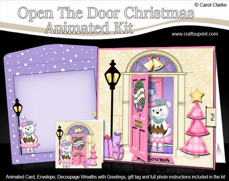 3D Xmas Teddy Tess's Pud Animated Moveable Open Door Card K