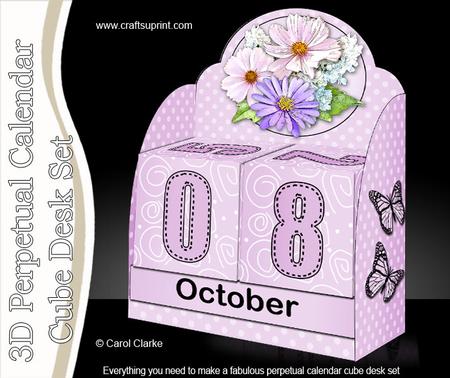 3D Spring Flowers Perpetual Calendar Desk Set 3D Decoupage