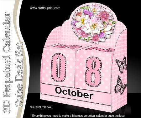 3D Summer Bouquet Perpetual Calendar Desk Set 3D Decoupage
