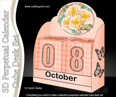 3D Pretty Roses Perpetual Calendar Desk Set 3D Decoupage