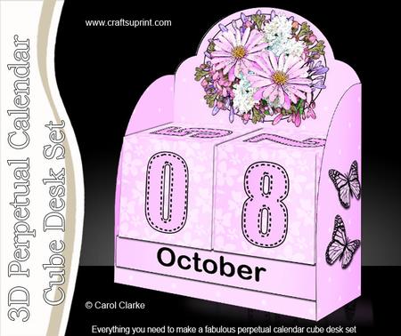 3D Pretty Blossoms Perpetual Calendar Desk Set 3D Decoupage