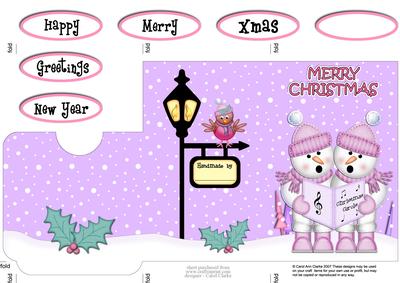 Christmas Carol Singing Snowmen Lottery Wallet Card