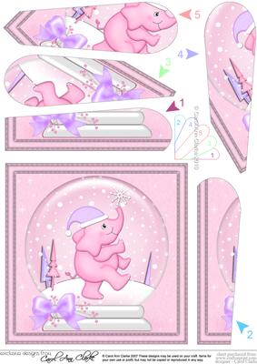 Xmas Elephant Snowglobe Fan Pyramage Topper