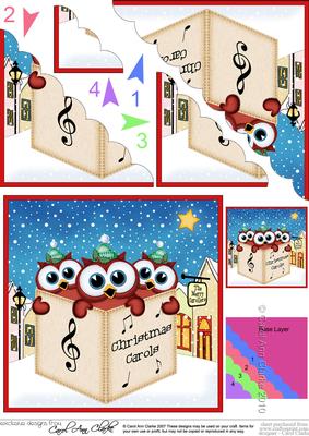 Carol Singing Owls Merry Carollers Scallop Corner