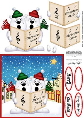 Carol Singing Polar Bears Merry Carollers 3D Decoupage
