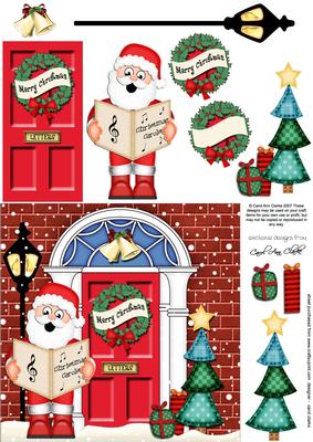 Singing Santa Christmas Door Quick Card & 3D Decoupage