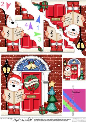 Singing Santa Christmas Door Scallop Corner Stacker Topper