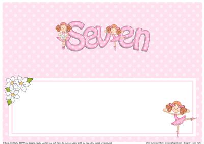 7th Birthday Ballerina Rebecca Large Dl Matching Insert