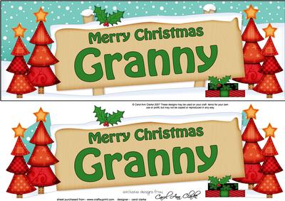 Xmas Granny Trees Signpost Large Dl 3D Decoupage