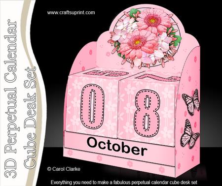 3D Summer Blossoms Perpetual Calendar Desk Set 3D Decoupage