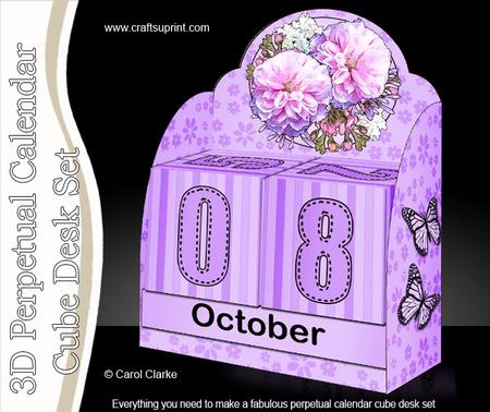 3D Floral Bouquet Perpetual Calendar Desk Set 3D Decoupage