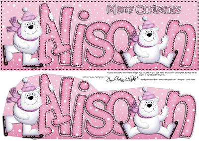 Merry Christmas Alison Polar Bears Large Dl & 3D Decoupage