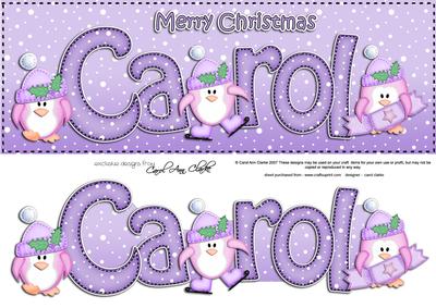 Merry Christmas Carol Penguins Large Dl & 3D Decoupage