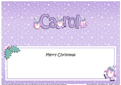 Merry Christmas Carol Penguins Matching Large Dl Insert