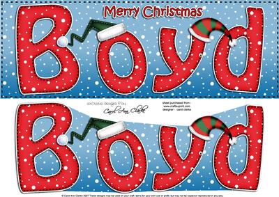 Merry Christmas Boyd Xmas Hats Large Dl & 3D Decoupage