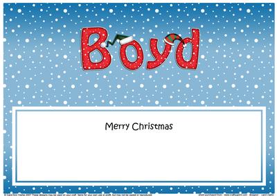 Merry Christmas Boyd Xmas Hats Matching Large Dl Insert