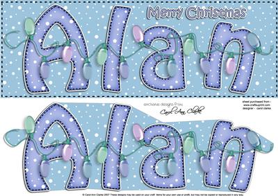 Merry Christmas Alan Xmas Lights Large Dl & 3D Decoupage