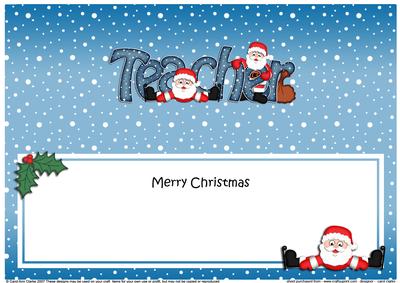 Christmas Teacher Santa Matching Large Dl Insert