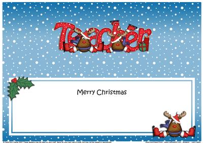 Christmas Teacher Rudolph Matching Large Dl Insert