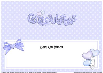 Baby on Board Congratulations Matching Large Dl Insert