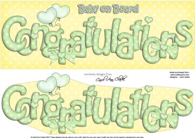 Large Dl Baby on Board Congratulations 3D Decoupage