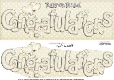 Large Dl Baby on Board Congratulations 3D Decoupage