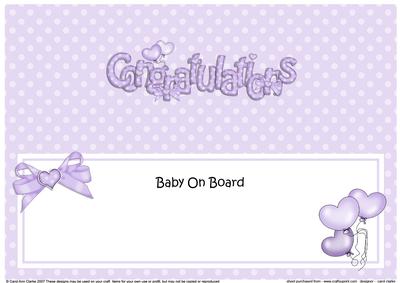 Baby on Board Congratulations Matching Large Dl Insert
