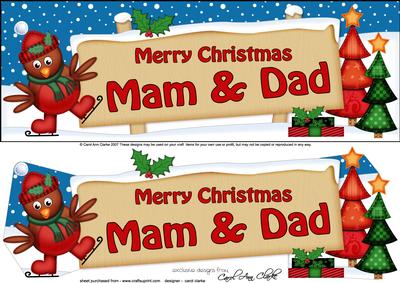 Xmas Mam & Dad Robin Signpost Lge Dl Decoupage