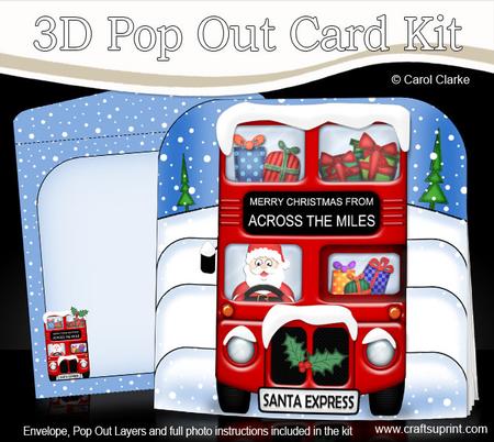 3D Xmas Santa Express Across the Miles Pop Out Card Kit