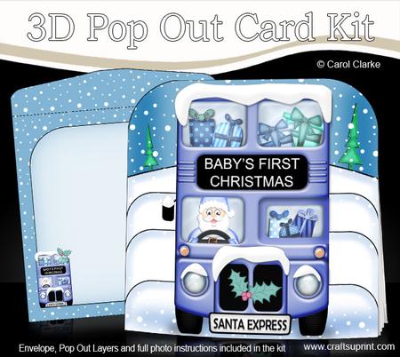 3D Xmas Santa Express Baby's First Christmas Pop Out Card
