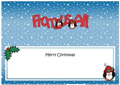 Christmas from Us All Penguins Matching Large Dl Insert