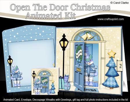 3D Xmas Snowman's Present Animated Moveable Open Door Card