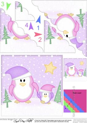 Xmas Penguin Felties Scallop Corner Side Stacker Topper