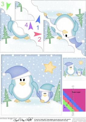 Xmas Penguin Felties Scallop Corner Side Stacker Topper
