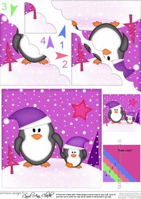 Xmas Penguin Felties Scallop Corner Side Stacker Topper