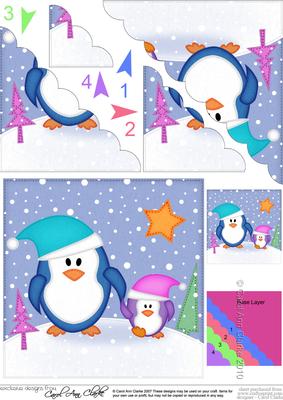 Xmas Penguin Felties Scallop Corner Side Stacker Topper