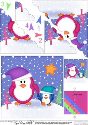 Xmas Penguin Felties Scallop Corner Side Stacker Topper