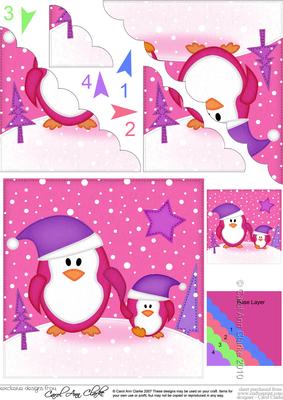 Xmas Penguin Felties Scallop Corner Side Stacker Topper