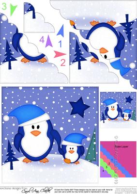 Xmas Penguin Felties Scallop Corner Side Stacker Topper