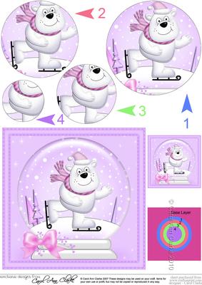 Xmas Skating Polar Bear Snowglobe Circle Pyramage Topper