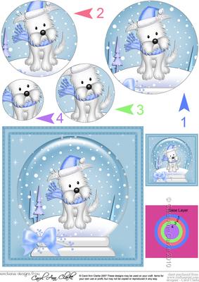 Xmas Westie Dog Snowglobe Circle Pyramage Topper